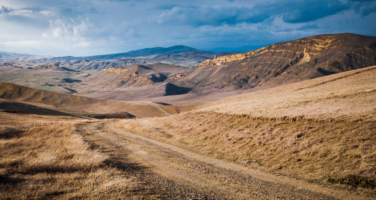 Desolate landscape of Kakheti near the monastic complex of David Garedja, on the border between Azerbaijan and Georgia